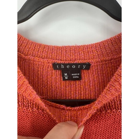 Theory Baby Alpaca Silk Blend Orange Sweater Women’s M EUC - Picture 2 of 6